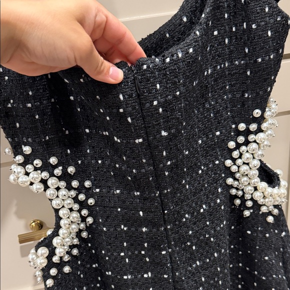 Zara Black Tweed Pearl-Embellished Mini Dress - Picture 5 of 5